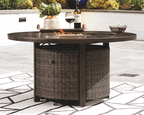 Paradise Trail - Medium Brown - Round Fire Pit Table by Signature Design by Ashley® | Bel Furniture