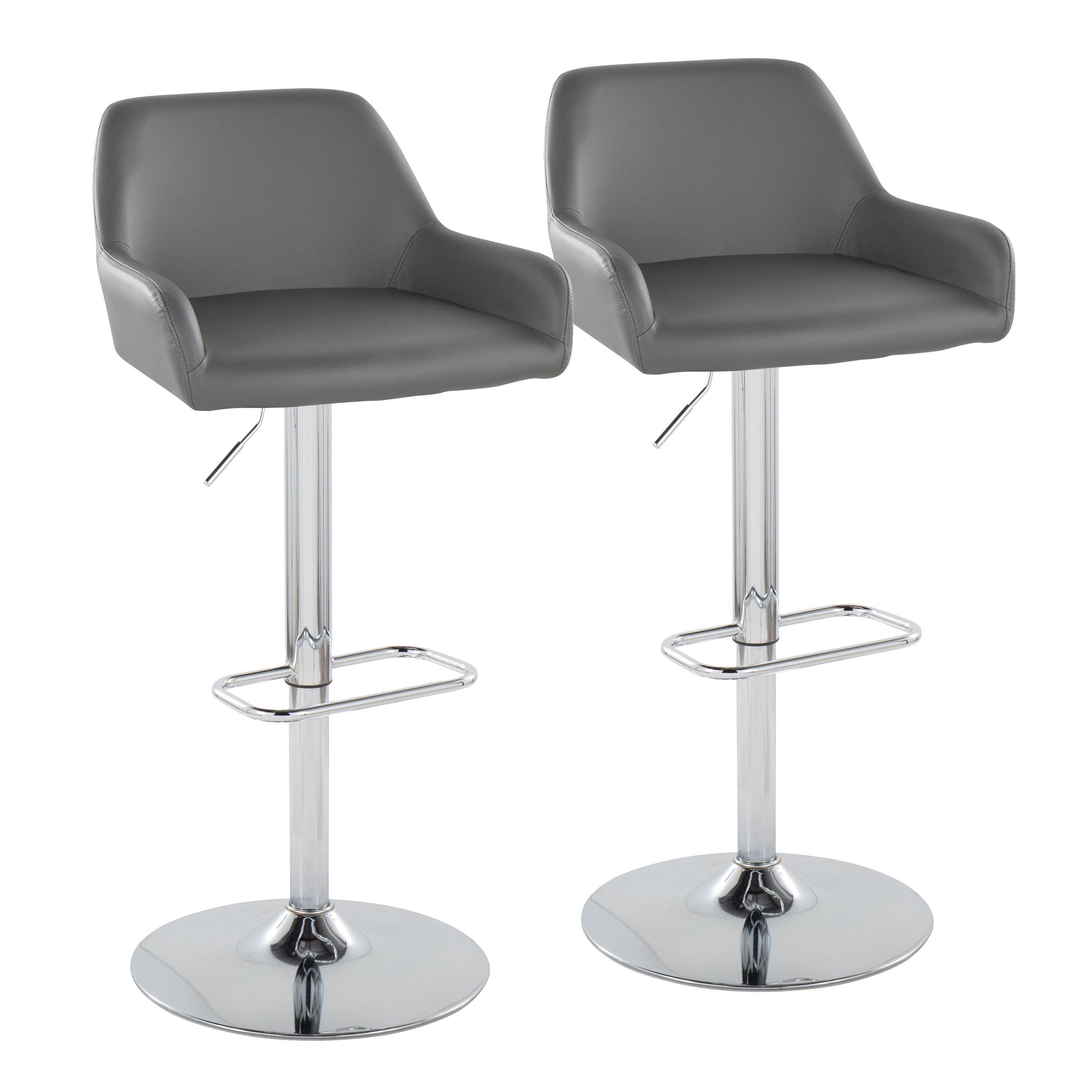 Daniella - Contemporary Adjustable Barstool With Swivel With Rounded Rectangle Footrest (Set of 2)