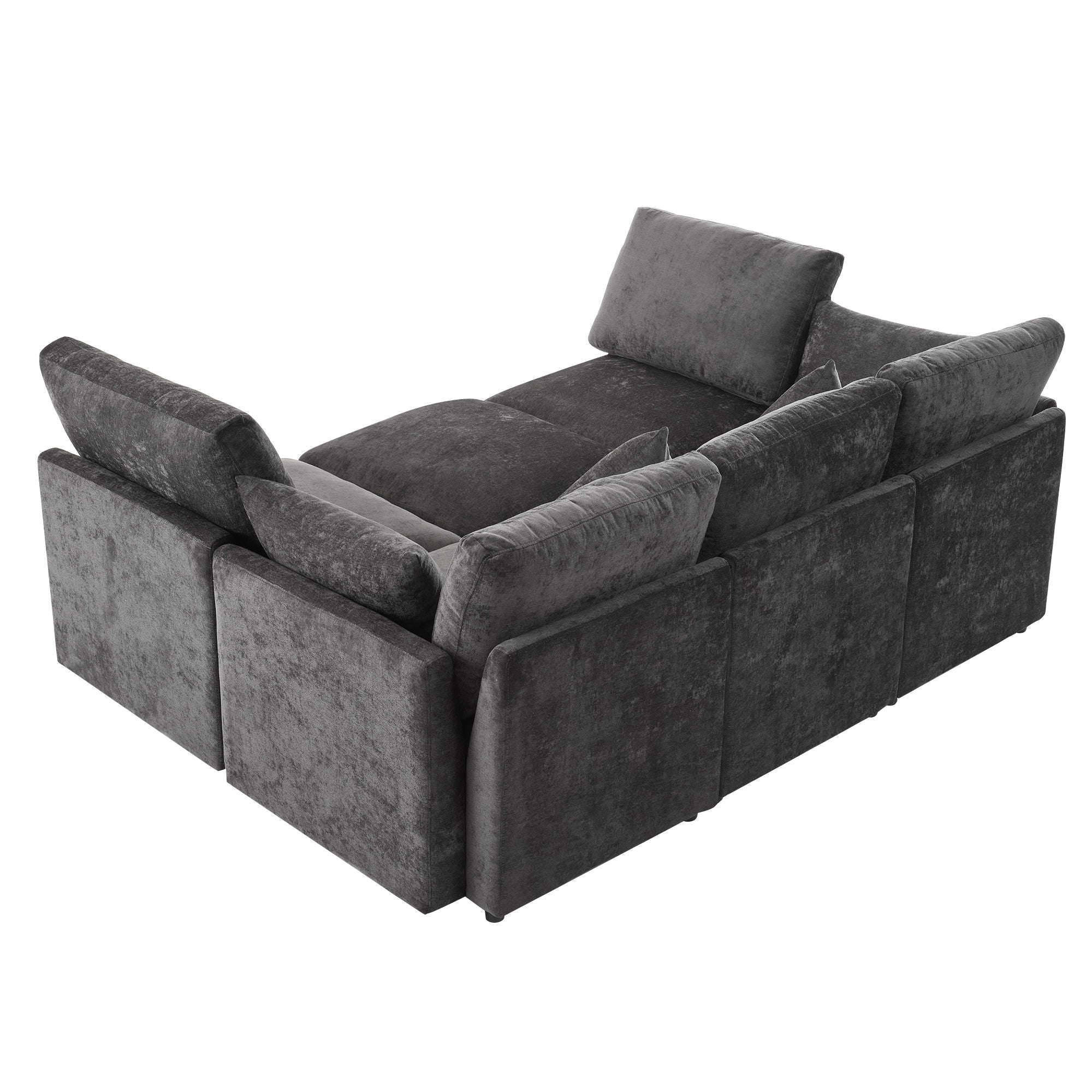 Sectional Sofa Modular Sofa U - Shaped Sofa Couch Sofa Bed L - Shaped Sofa With A Movable Ottoman And Two USB Ports For Living Room