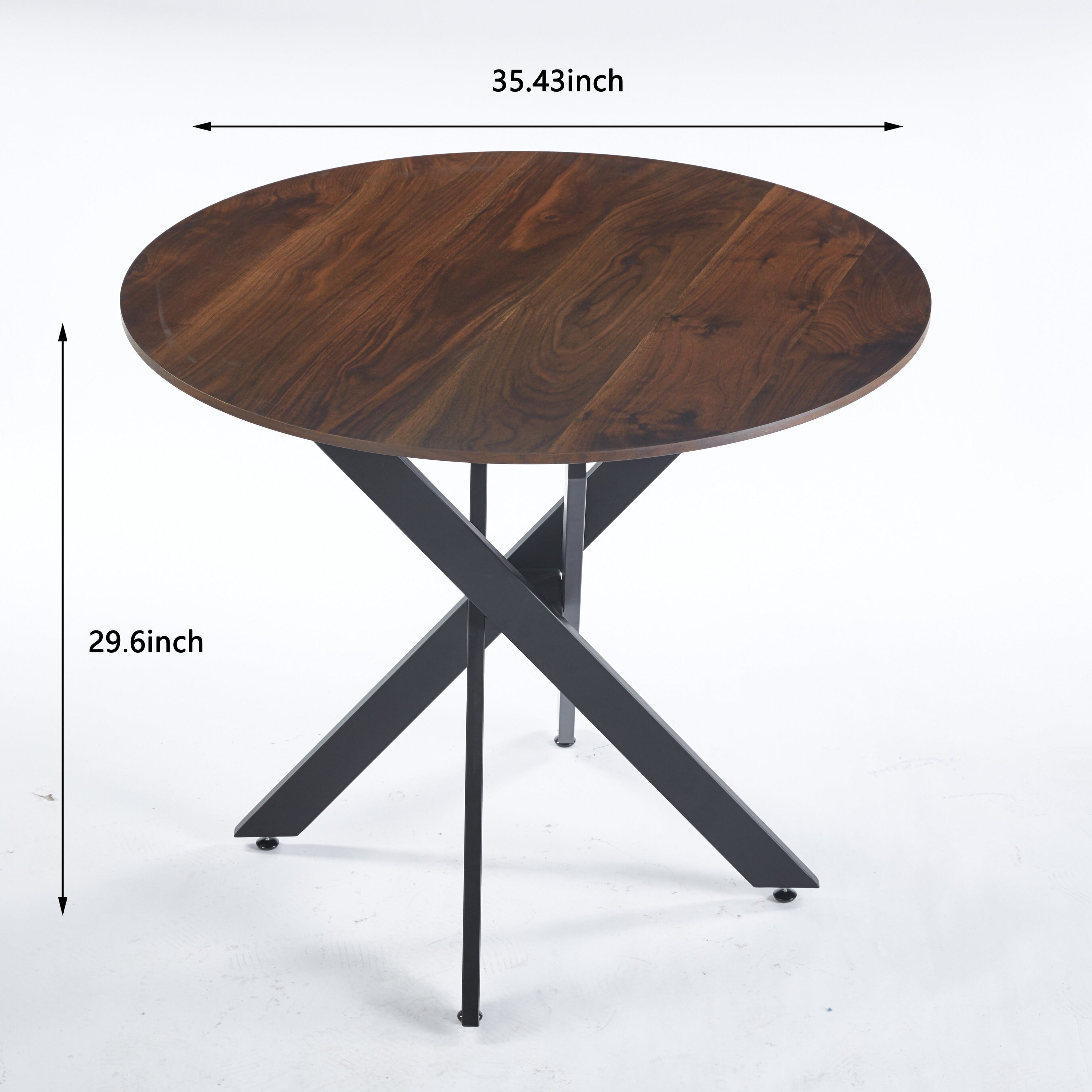 Mid-Century Dining Table For 4 - 6 People With Round MDF Table Top, Pedestal Dining Table, End Table Leisure Coffee Table, Cross Leg