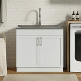 Modern Shaker All-In-One Laundry Utility Sink And Cabinet With Pull-Out Faucet