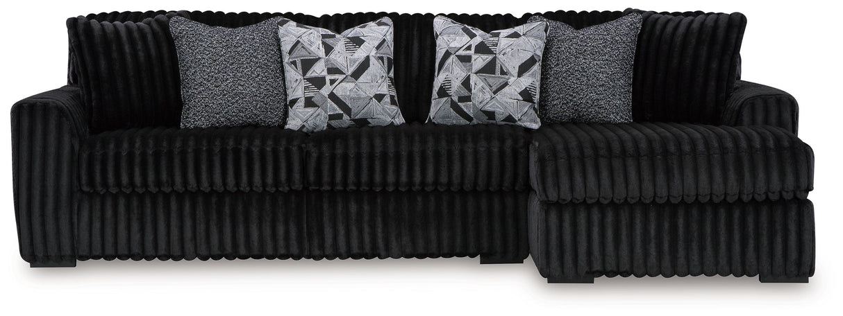 Midnight-Madness - Sectional Black 2 Pc. Right Arm Facing Corner Chaise Sectional by Signature Design by Ashley® | Bel Furniture