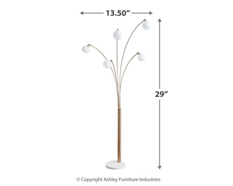 Taliya - Champagne / White - Metal Arc Lamp by Signature Design by Ashley® | Bel Furniture