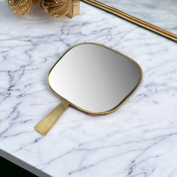 11" Square Frame Handheld Mirror - Golden