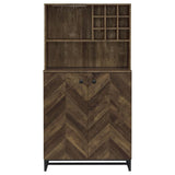 Mendoza - 2 Door Home Bar Cabinet Wine Storage - Rustic Oak by CoasterEveryday | Bel Furniture