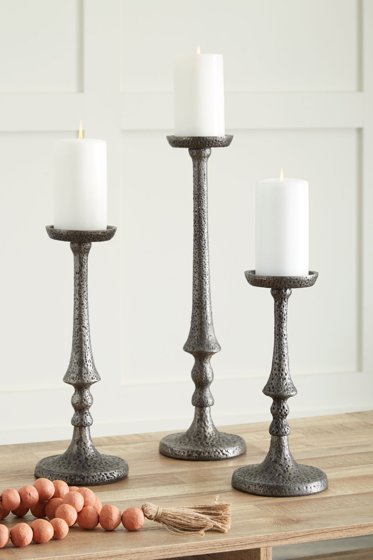 Eravell - Pewter Finish - Candle Holder Set (Set of 3) by Signature Design by Ashley® | Bel Furniture