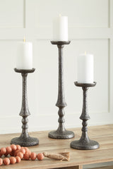 Eravell - Pewter Finish - Candle Holder Set (Set of 3) by Signature Design by Ashley® | Bel Furniture
