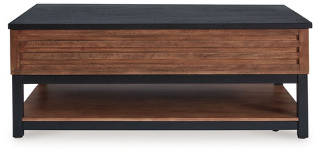 Kallari - Lift Top Cocktail Table - Warm Brown / Black - view 6