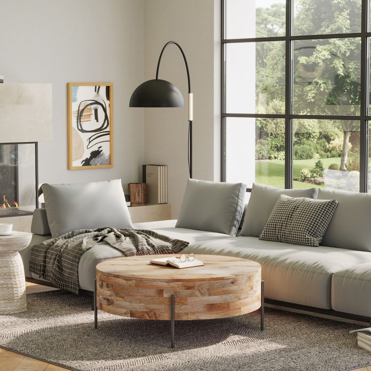 Rayburn - Drum Coffee Table - Natural by Simpli-Home | Bel Furniture