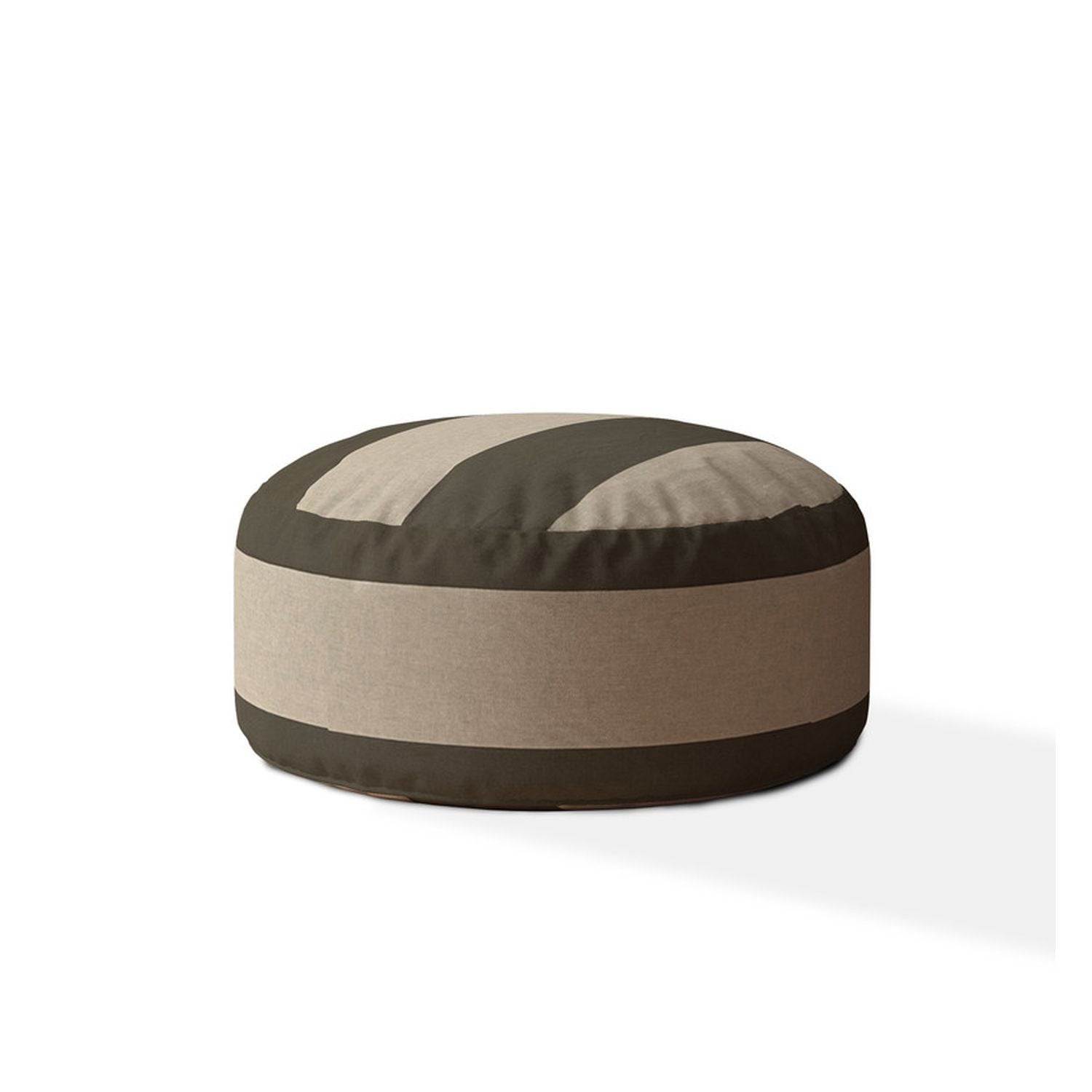 Cotton Round Striped Pouf Cover - Green