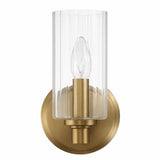 Jardin - Single Light Wall Sconce With Clear Ribbed Satin - Clear / Gold