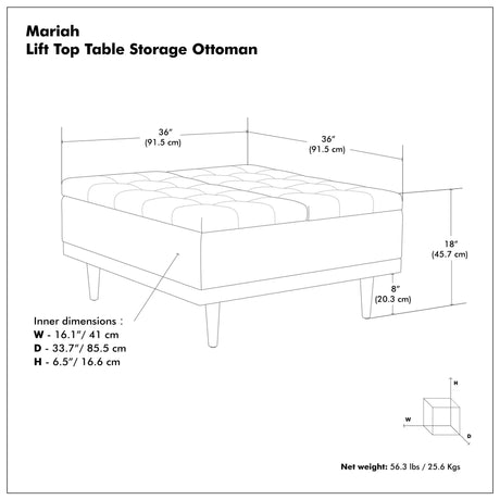 Mariah - Upholstered Lift Top Table Storage Ottoman - view 25