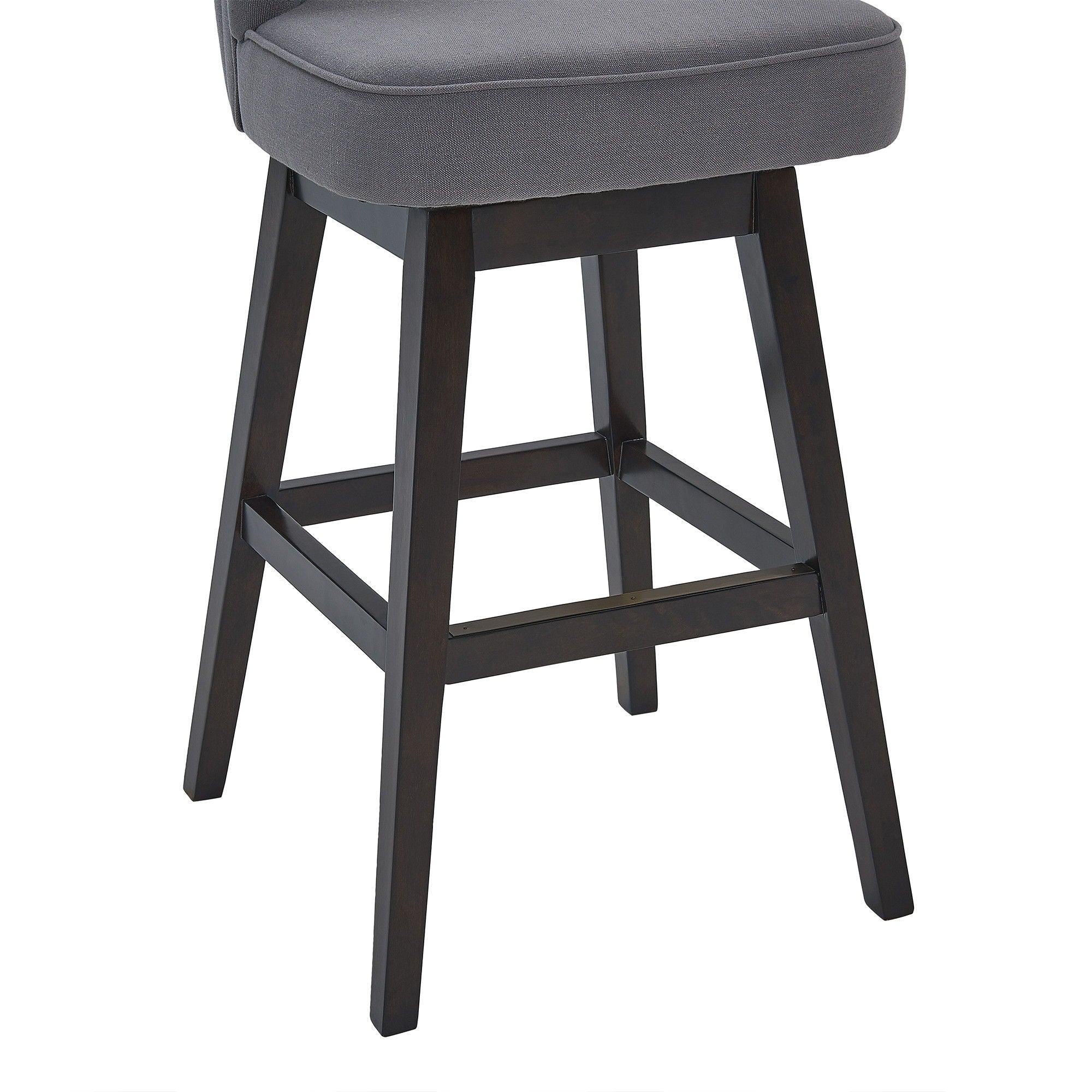 Solid Wood Swivel Low Back Counter Height Bar Chair - Gray / Espresso