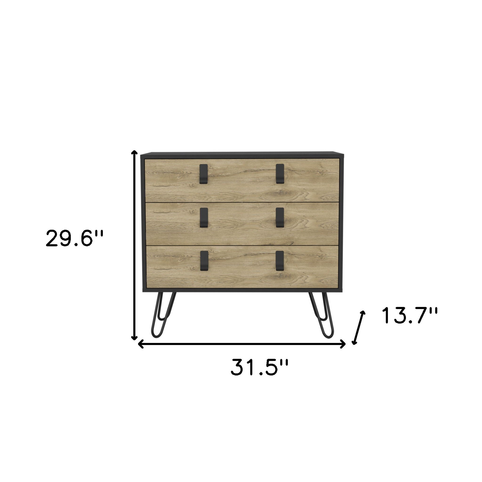 Three Drawer Dresser - Natural / Black