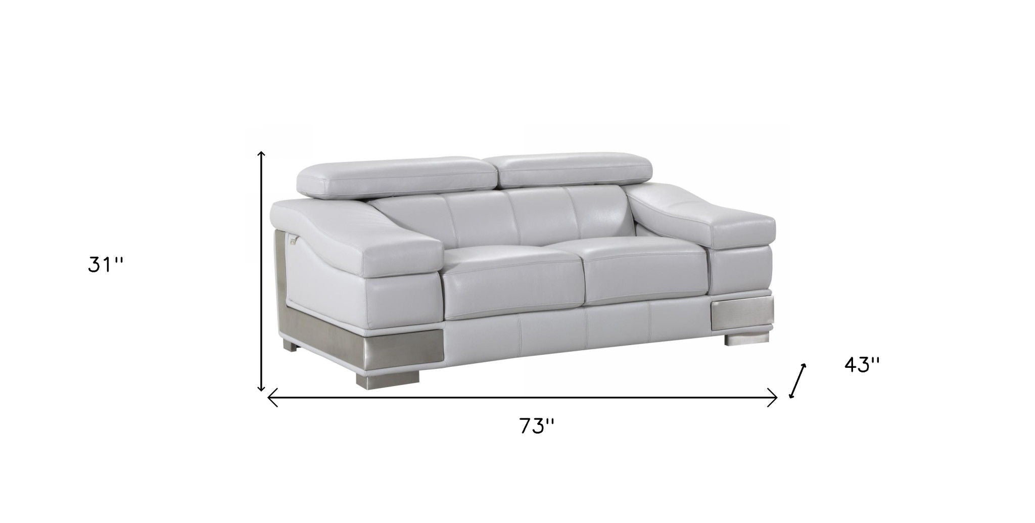 Genuine Love Seat Leather - Light Gray / Silver