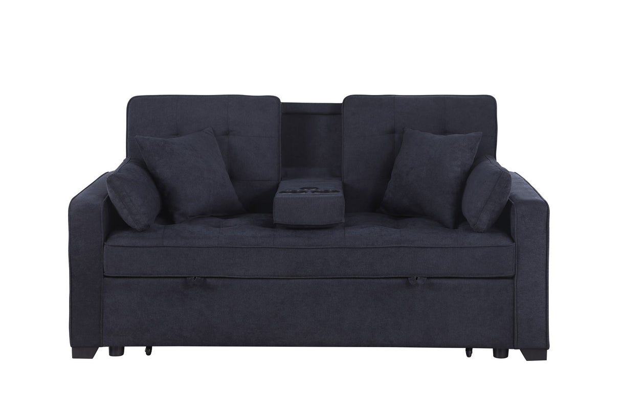 Cody II - 69.5"W Woven Fabric Convertible Sleeper Loveseat with Cup Holder by Lilola Home | Bel Furniture