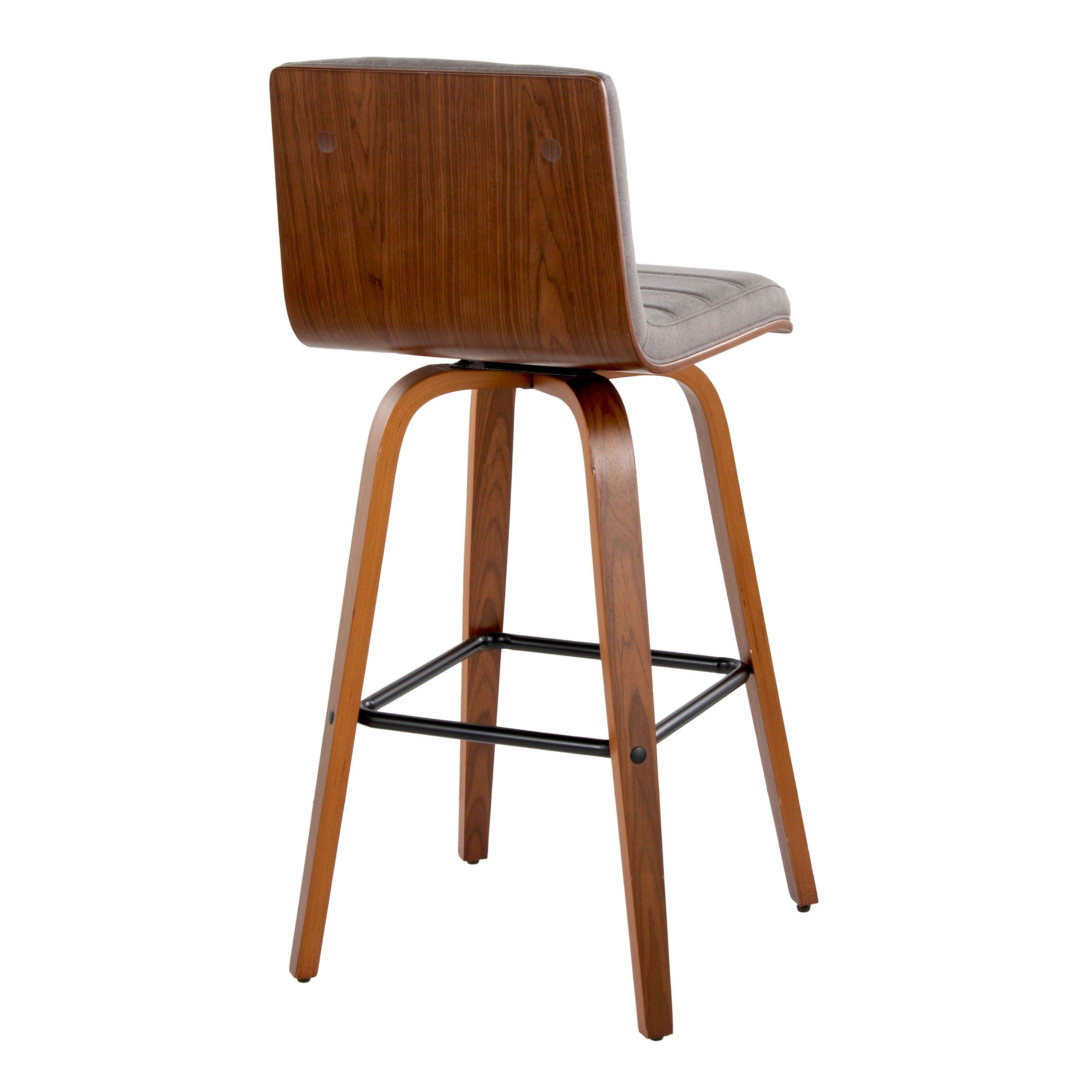 Vasari - Mid Century Modern Fixed Height Barstool With Swivel With Square Footrest (Set of 2)