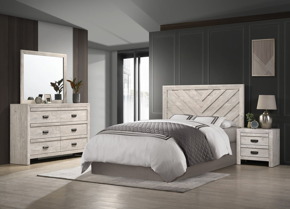 Valor - Bedroom Set Beige 4 Pc. Bed, Dresser, Mirror, Nightstand by Crown Mark | Bel Furniture