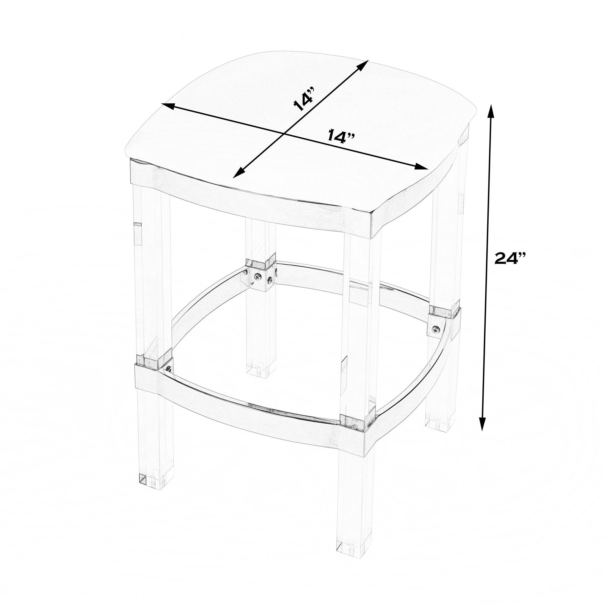 Acrylic Backless Counter Height Bar Chair - White / Clear