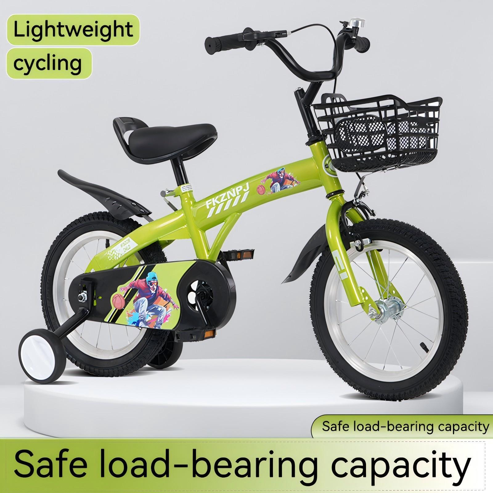 Fkznpj - 18" Sporty Kids Bike With Training Wheels And Stand Adjustable Saddle Suitable For Boys And Girls Aged 5 - 10 Years Tall Height 39 - 49" Available In A Variety Of Colors