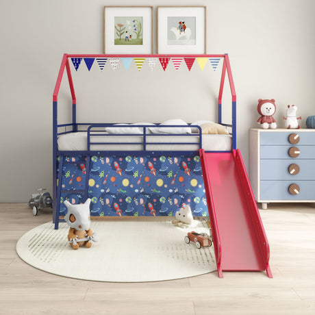 Jack - House Loft Bed With Slide And Curtain Set - view 54