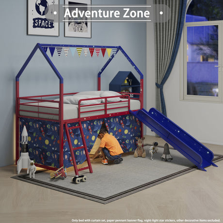 Jack - House Loft Bed With Slide And Curtain Set - view 55