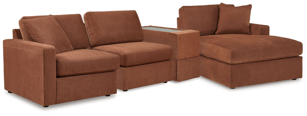 Modmax - Spice - Sectional Light Brown 4 Pc. Sectional With Raf Corner Chaise And Storage Console by Signature Design by Ashley® | Bel Furniture