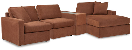 Modmax - Spice - Sectional Light Brown 4 Pc. Sectional With Raf Corner Chaise And Storage Console by Signature Design by Ashley® | Bel Furniture