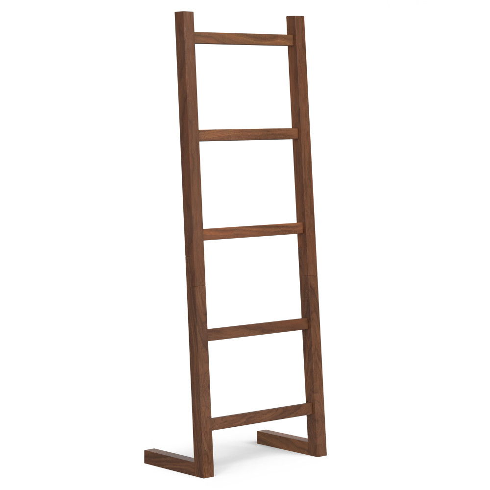 Bray - Bath Towel And Blanket Ladder Shelf - Natural Walnut by Simpli-Home | Bel Furniture