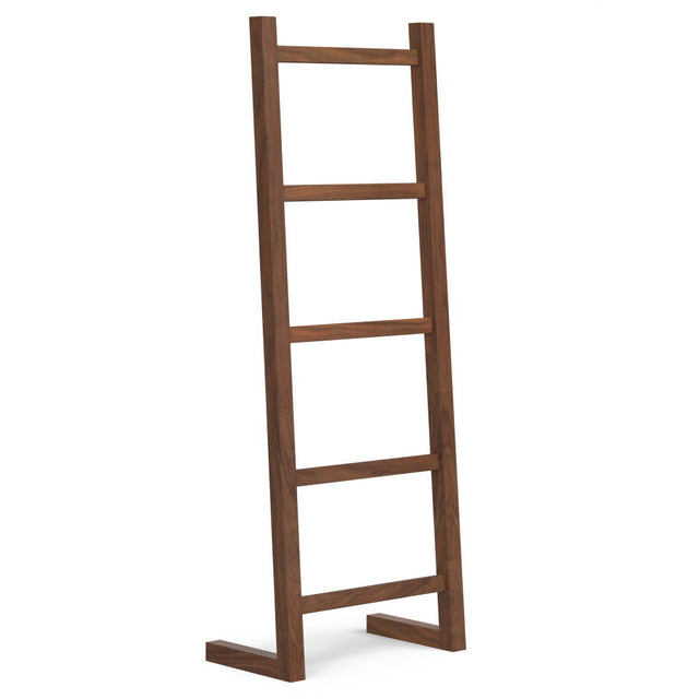 Bray - Bath Towel And Blanket Ladder Shelf - Natural Walnut by Simpli-Home | Bel Furniture