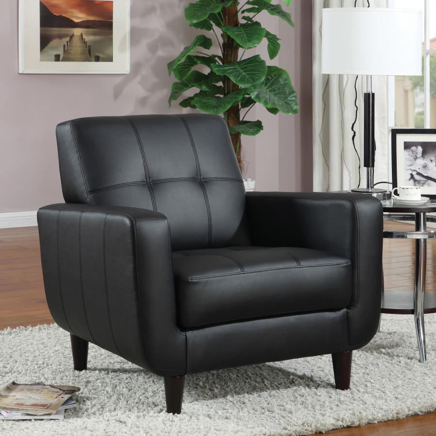 Aaron - Upholstered Track Arm Tufted Accent Chair - Black by CoasterEssence | Bel Furniture