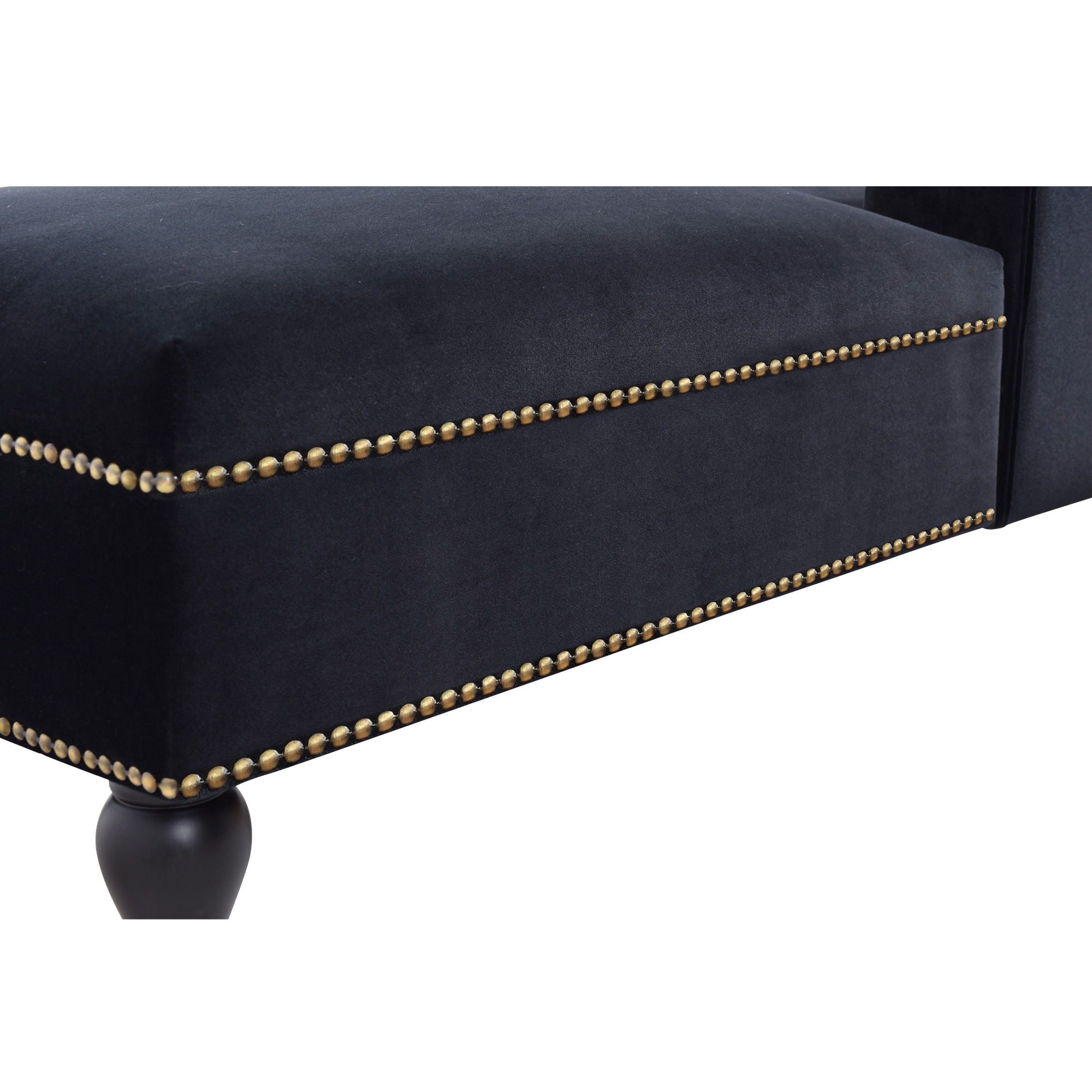 Velvet Chaise Lounge, Button Tufted Right Arm Facing Lounge Chair With Nailhead Trim & Solid Wood Legs For Living Room Or Office, Sleeper Lounge Sofa - Black