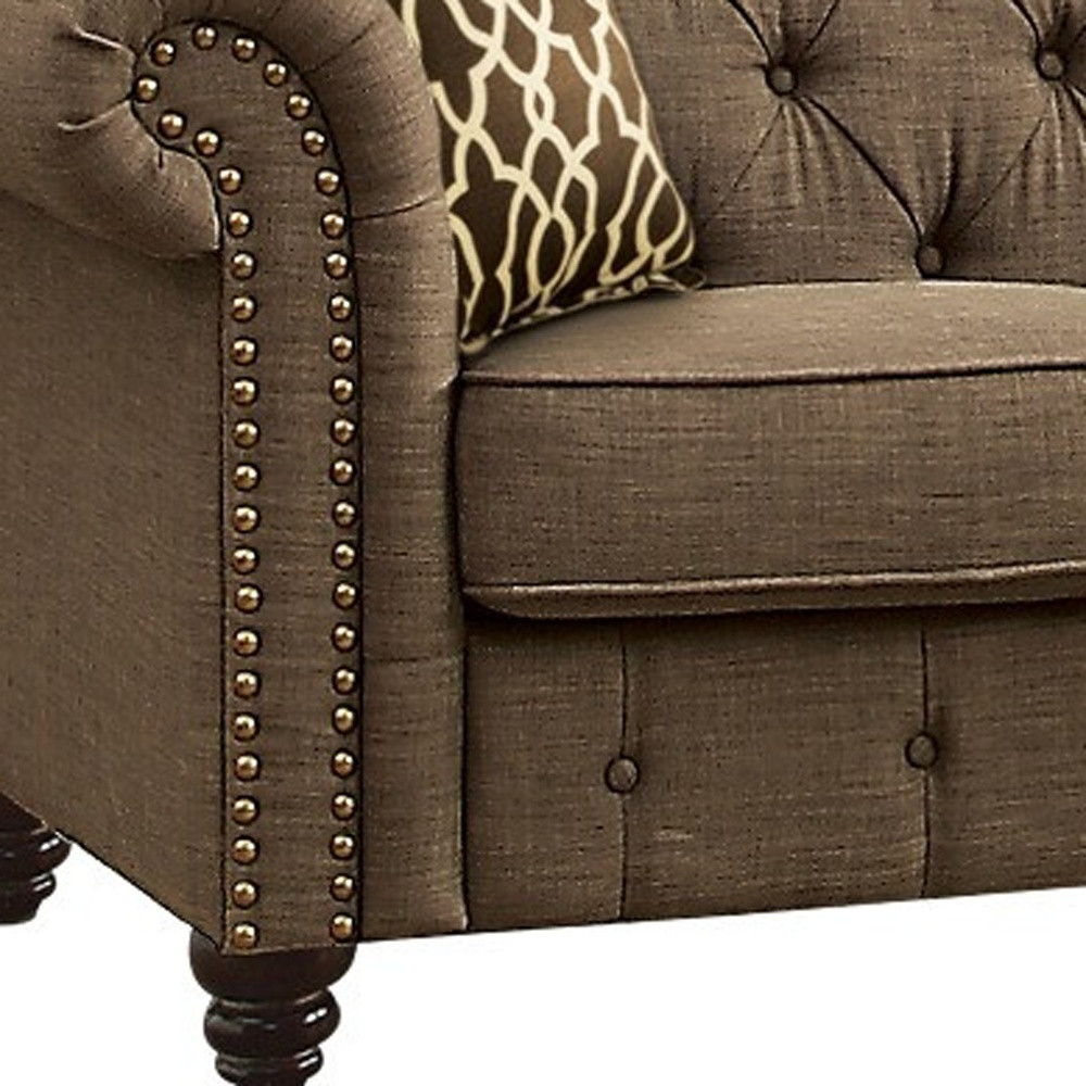 Linen Loveseat - Brown / Dark Brown