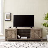 Rustic Farmhouse Double Barn Door 70" TV Stand For 80" TVs With Center Shelves by Walker Edison | Bel Furniture