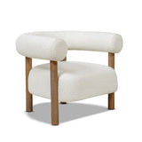 Fuji - Mid Century Modern Barrel Accent Arm Chair - Ivory White by Jennifer Taylor Home | Bel Furniture