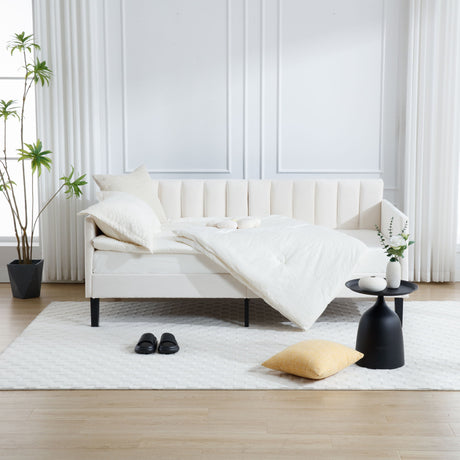 Elena - Boucle Upholstered Daybed, Ribbed Tufted Backrest - view 22