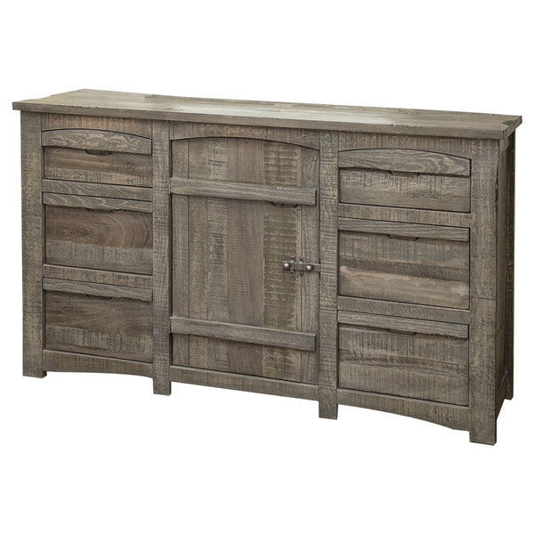 Solid Wood Six Drawer, Triple Dresser - Gray