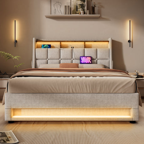 Upholstered Platform Bed With A Hydraulic Storage System, LED And USB Charging (Without Mattress) - view 39