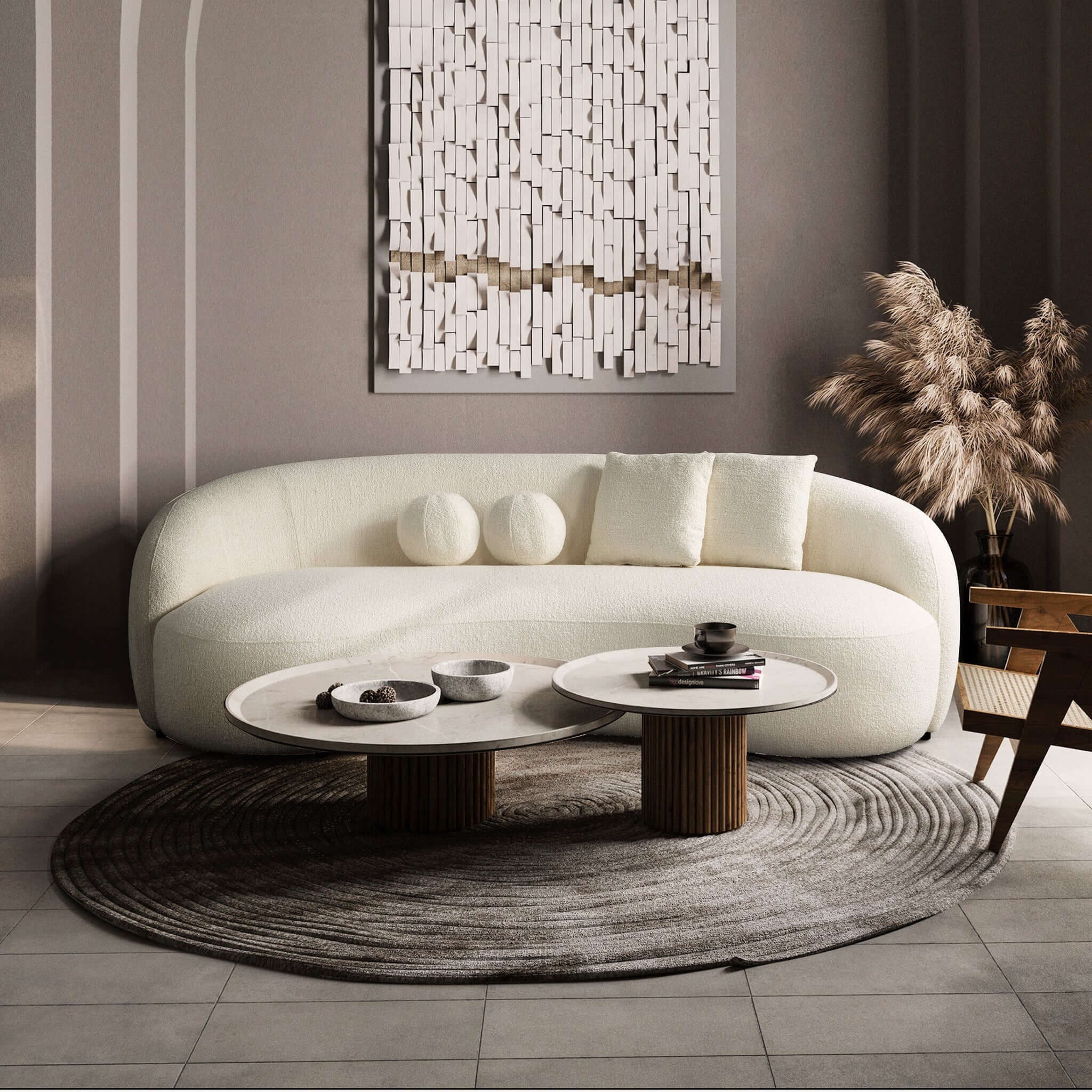 Drake - Japandi Style Curvy Boucle Sofa | BEL Furniture