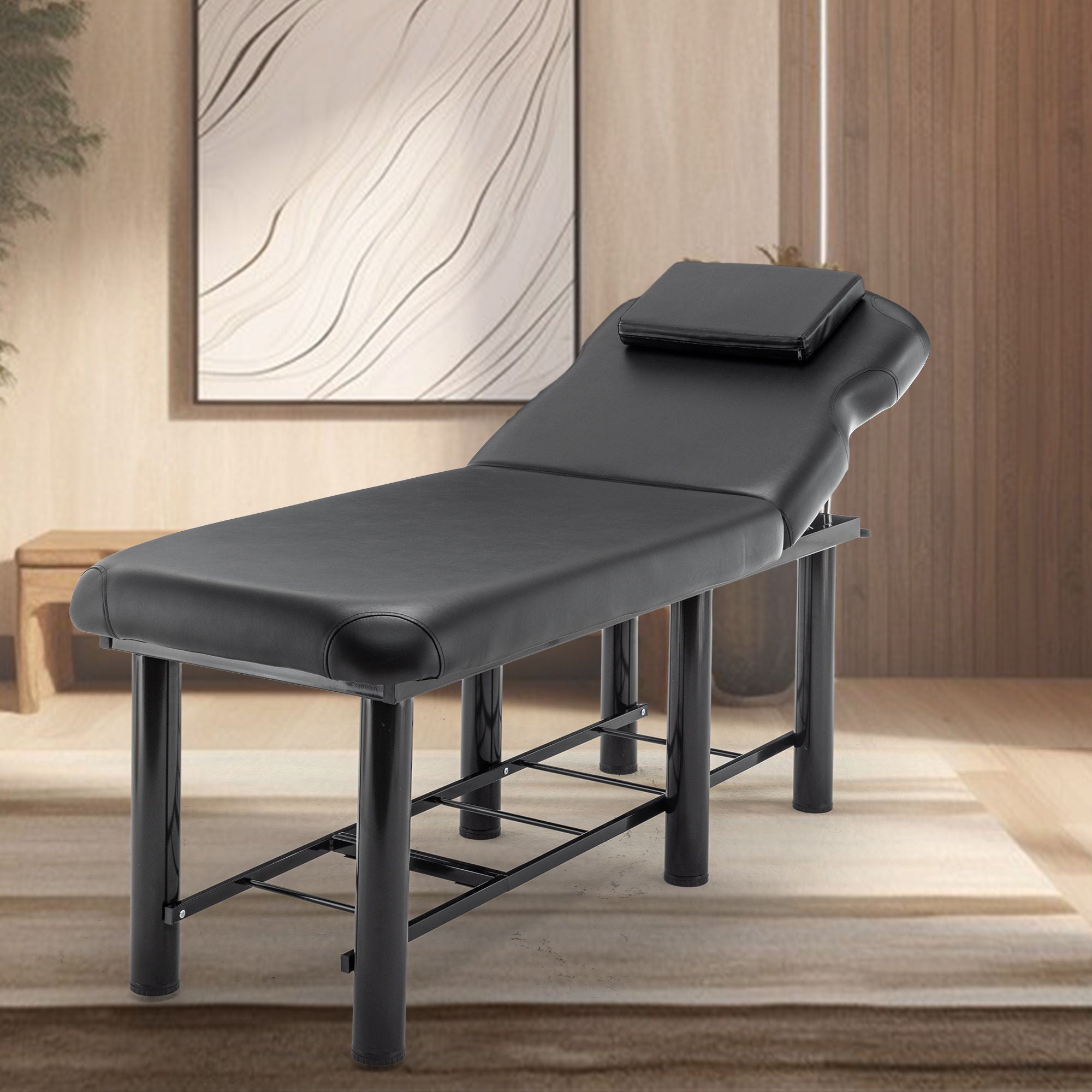 Professioanl Massage Table, Backrest Adjustable, Removable Headrest, Bottom Shelf Storage, Memory Foam Layer Salon Bed