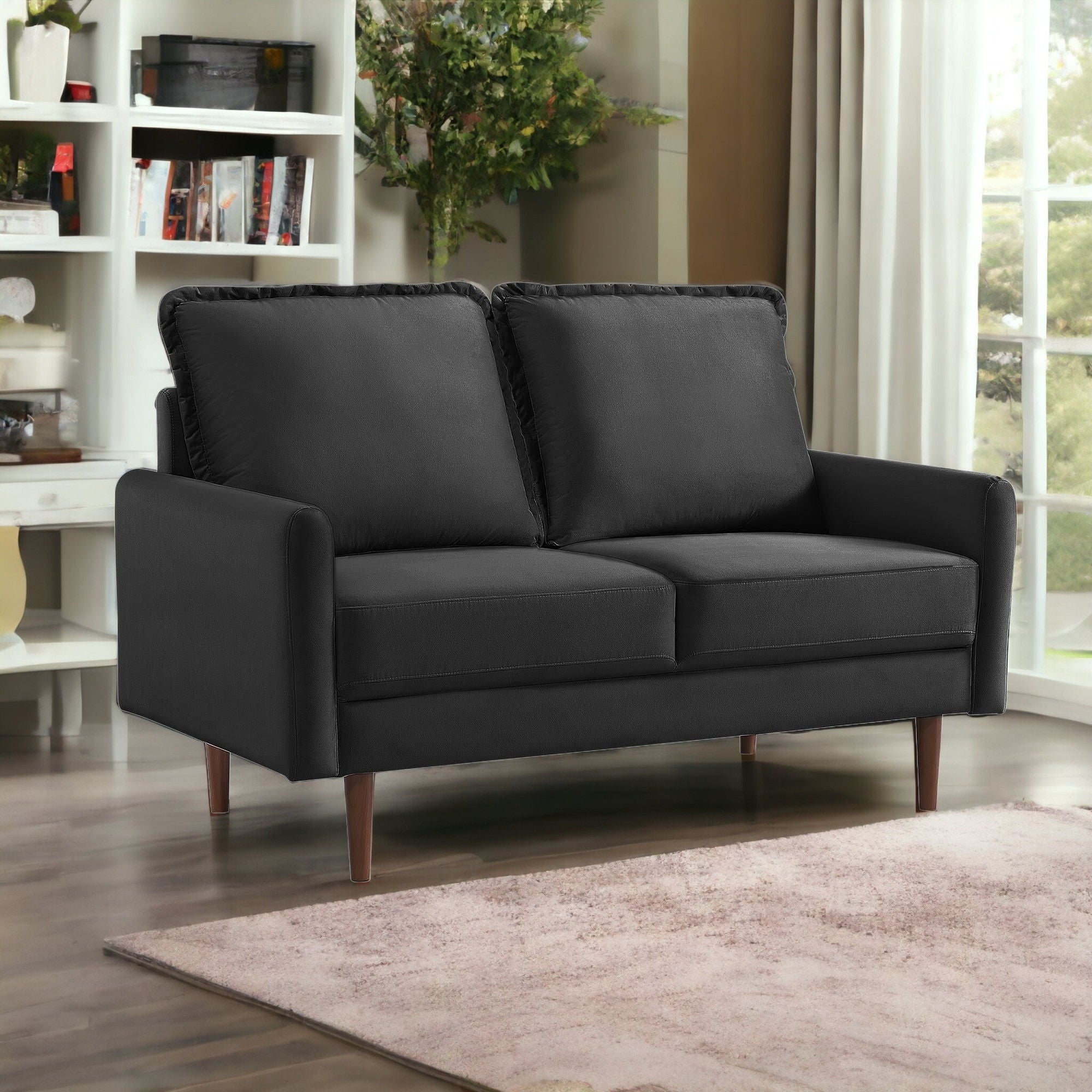 Velvet Loveseat - Black / Dark Brown