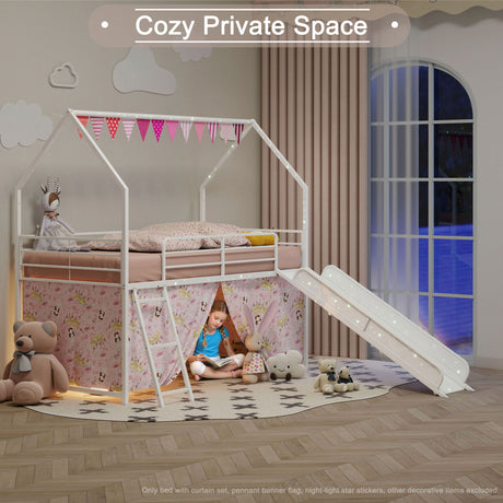 Jack - House Loft Bed With Slide And Curtain Set - view 56