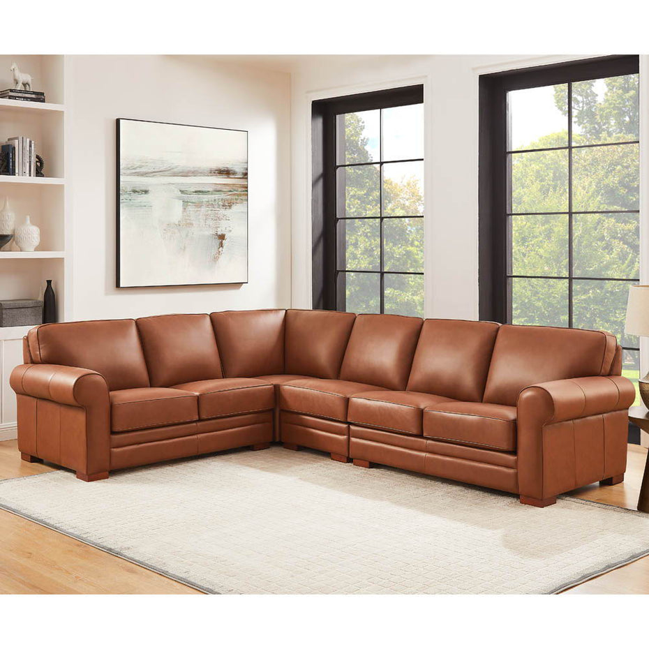 Brookfield - Leather L-Shaped Convertible Sectional