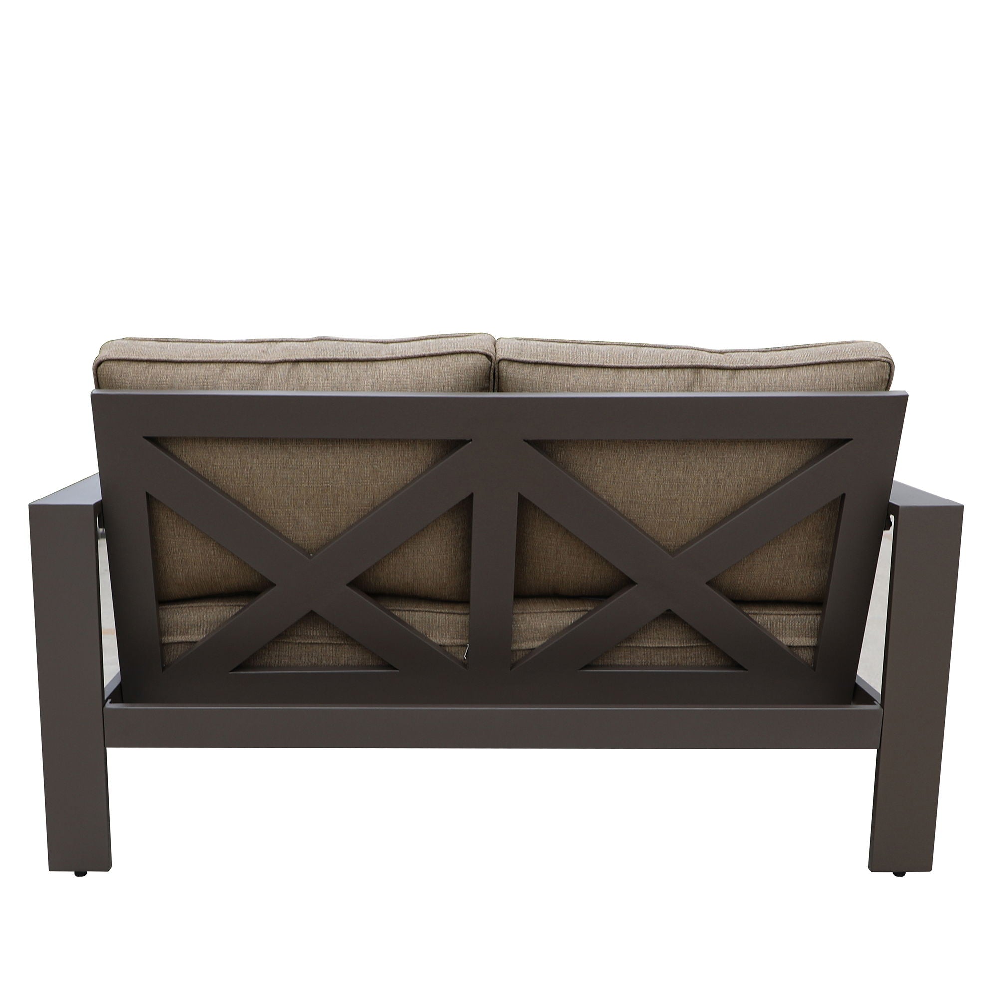 Colorado - Outdoor Patio Furniture - Aluminum Framed Garden Loveseat With Chocolate Cushions - Brown