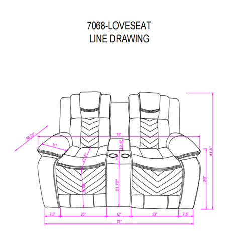 Raize - 10 Power Console Reclining Loveseat With LED - Gray - view 5