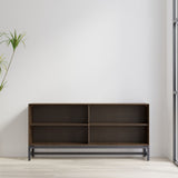 Banting - Low Wide Bookcase - Walnut Brown by Simpli-Home | Bel Furniture