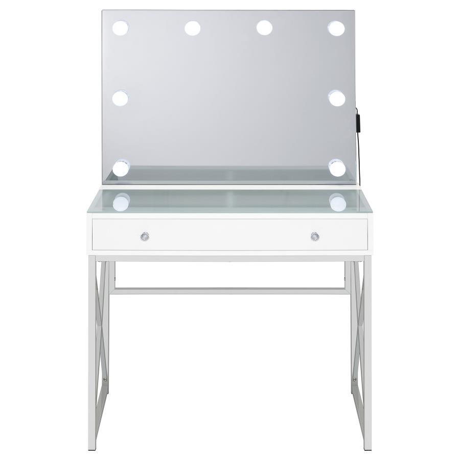 Eliza - Vanity Set With Lighting & Stool - White And Chrome by Coaster Fine Furniture | Bel Furniture
