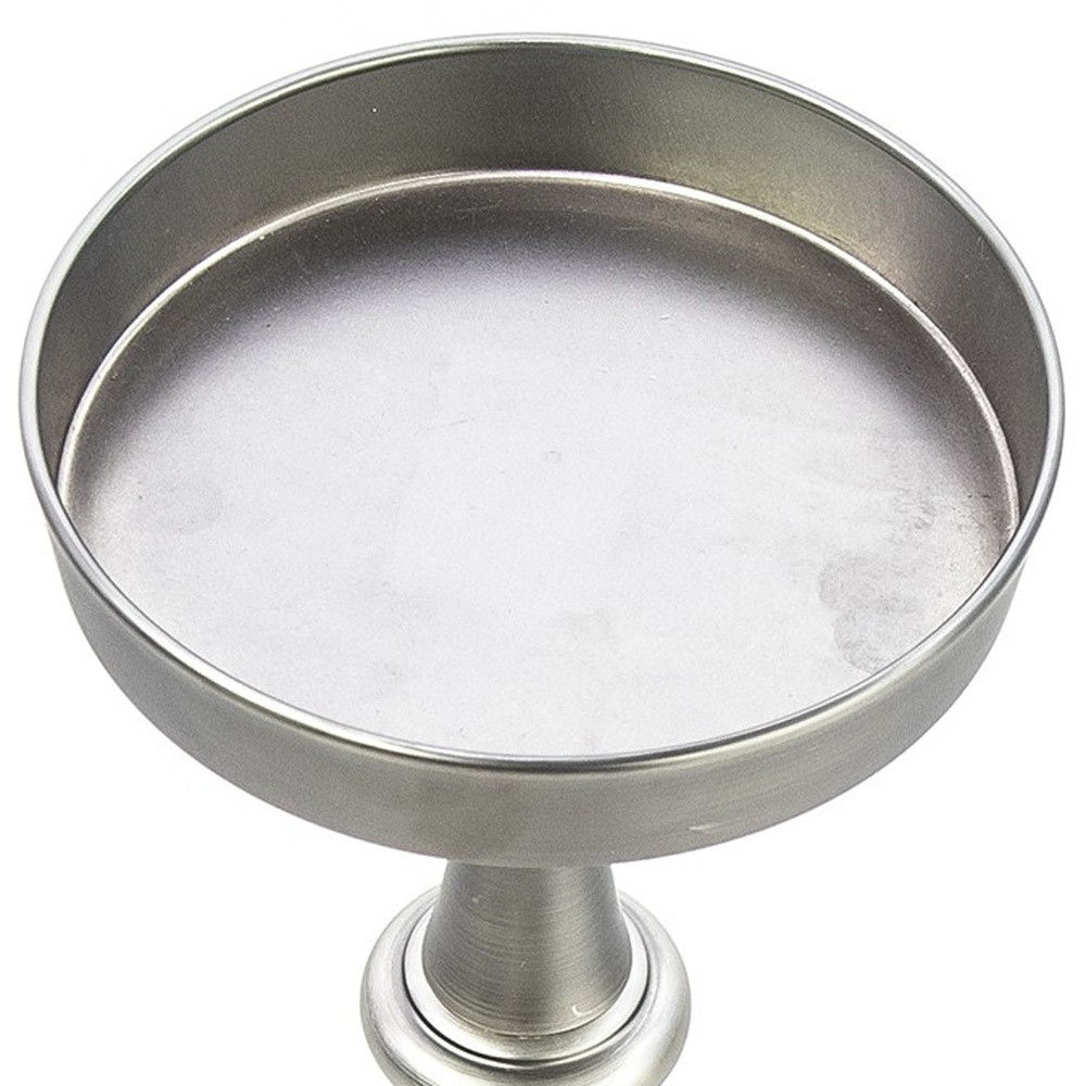 Finish Drink Size Accent Table - Brushed Silver