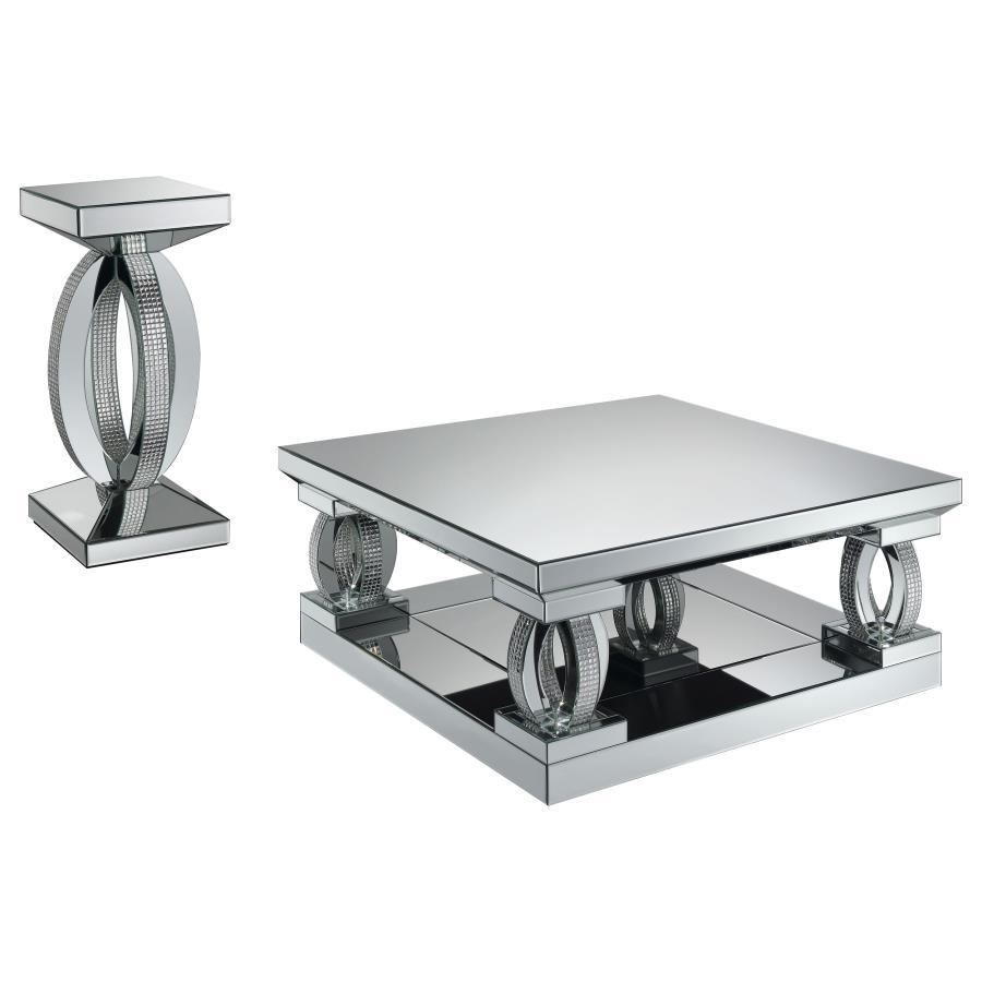 Amalia - Mirrored Coffee Table Set by Coaster Fine Furniture | Bel Furniture