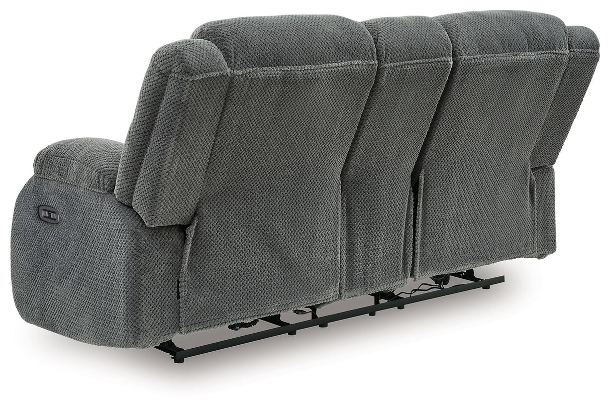 Observation - Double Reclining Power Loveseat With Console - Steel